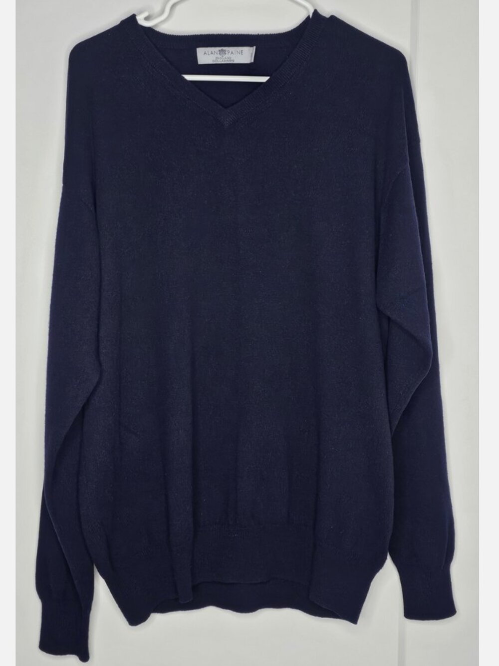 Alan Paine XL Sweater Cashmere Extra Large Navy Blue Mens